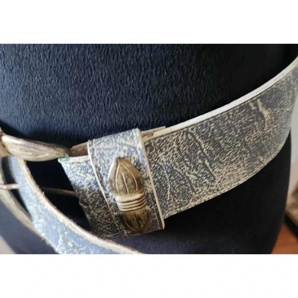Womans Vintage 90's Denim Look 2 inch Fashion Structured Belt SIze S/M